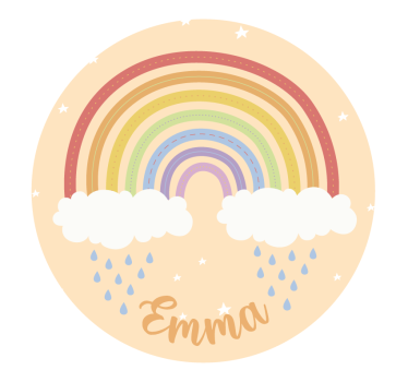 Tenda a rullo beige arcobaleno acquerello con nome - TenStickers