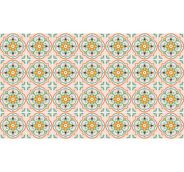 Tenda a rullo beige design quadrato colorato - TenStickers
