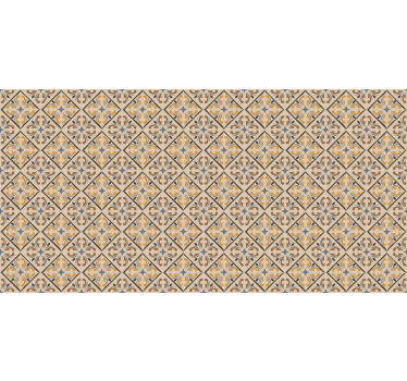 Tenda a rullo beige motivo barocco oro e blu - TenStickers