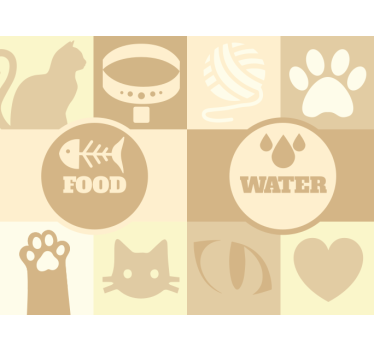 Tenda a rullo beige per cibo e acqua gatti - TenStickers