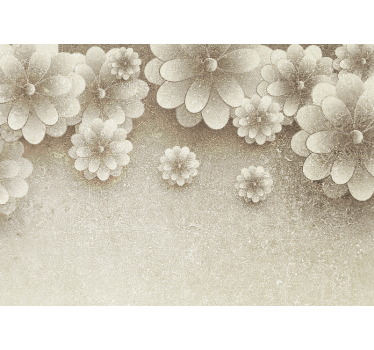 Tenda a rullo beige effetto fiori 3d grigio - TenStickers