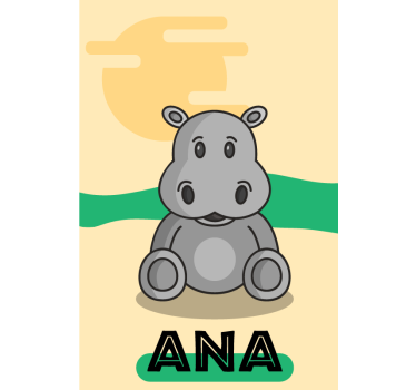 Tenda a rullo animali ippopotamo personalizzabile - TenStickers