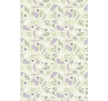 Tenda a rullo fiori Fiori viola su sfondo verde - TenStickers