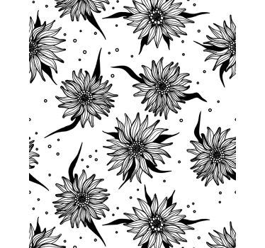 Tenda a rullo fiori girasoli bianchi e neri - TenStickers