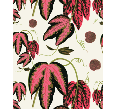 Tenda a rullo fiori e piante motivi di foglie rosa - TenStickers