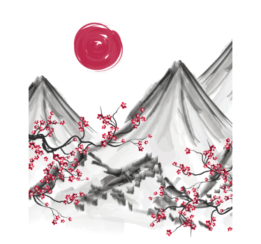 Tenda a rullo disegni Sole rosso in stile giapponese - TenStickers