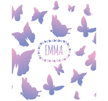 Tenda a rullo disegni Farfalle viola con nome - TenStickers