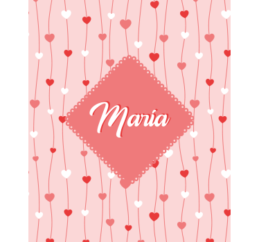 Tenda a rullo romantica cuori d'amore con nome - TenStickers