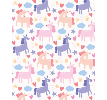 Tende a rullo di bambini Unicorno con cuori e stelle - TenStickers