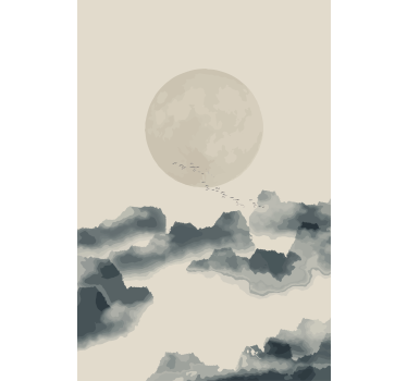 Tenda a rullo moderna paesaggio nuvoloso al chiaro di luna - TenStickers