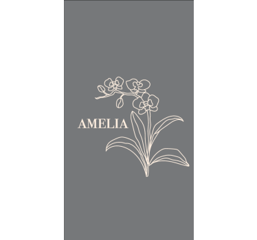Tenda a rullo fiori e piante elegante design grigio con nome - TenStickers