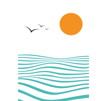 Tenda a rullo moderna tramonto con onde - TenStickers