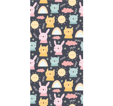 Tenda a rullo divertente modello di animali giocosi - TenStickers