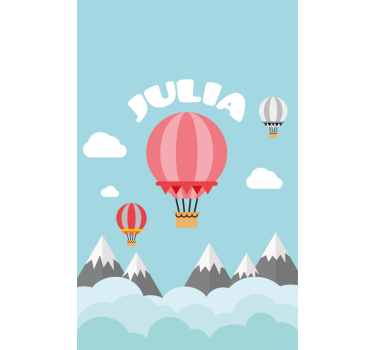 Tenda a rullo cameretta mongolfiere con nome - TenStickers