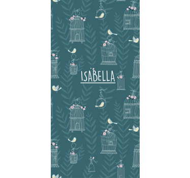 Tenda a rullo cameretta gabbie per uccelli blu con nome - TenStickers