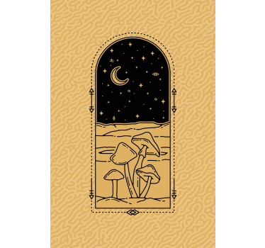 Tenda a rullo animali scena di funghi al chiaro di luna - TenStickers