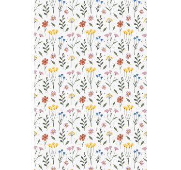 Tenda a rullo fiori e piante motivo botanico bianco - TenStickers