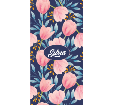 Tenda a rullo fiori e piante disegno floreale rosa - TenStickers