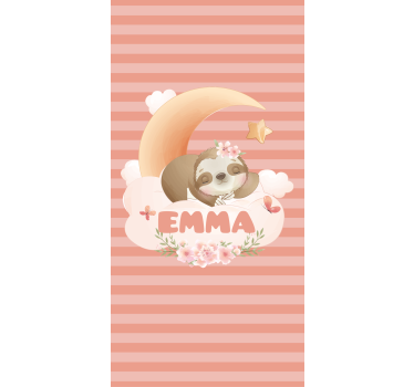 Tenda a rullo cameretta nome con bradipo e luna - TenStickers