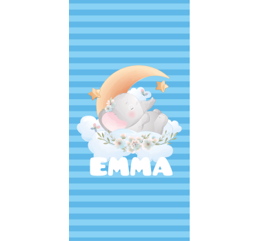 Tende a rullo personalizzabili Simpatici animali elefante con nom - TenStickers