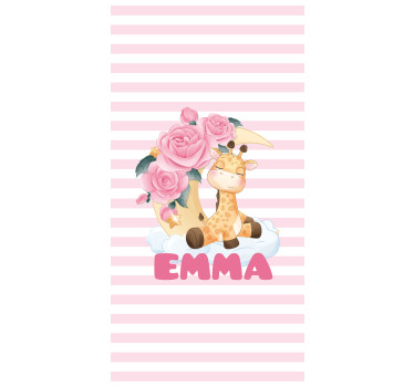 Tende a rullo personalizzabili giraffa con rose - TenStickers