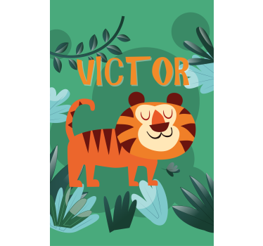 Tenda a rullo cameretta tigre felice con nome - TenStickers