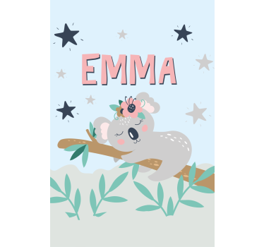 Tenda a rullo cameretta cucciolo di koala con nome - TenStickers