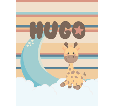 Tenda a rullo neonati giraffa con nuvole - TenStickers