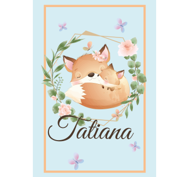Tenda a rullo cameretta famiglia di volpi con nome - TenStickers