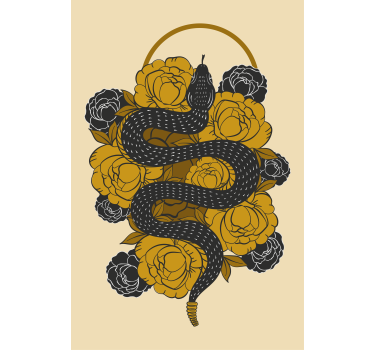 Tenda a rullo animali serpente tra i fiori - TenStickers
