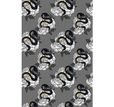 Tenda a rullo animali motivo a serpente e fiore - TenStickers