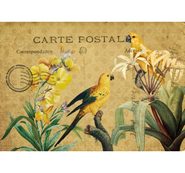 Tenda a rullo fiori e piante uccello vintage floreale - TenStickers