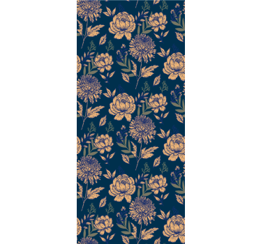 Tenda a rullo fiori modello elegante blu navy - TenStickers