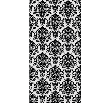 Tenda a rullo classica motivo floreale bianco e nero - TenStickers