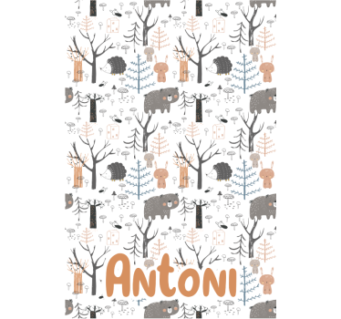 Tenda a rullo cameretta animali nordici con nome - TenStickers