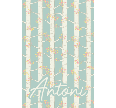 Tenda a rullo alberi betulle con nome - TenStickers