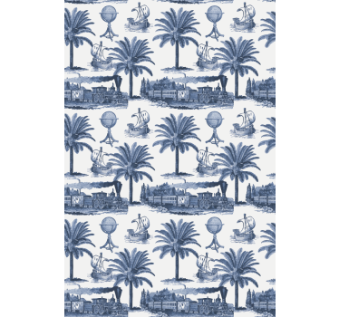 Tende a rullo più vintage scena di palma blu - TenStickers