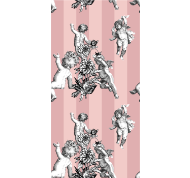 Tenda a rullo classica cherubini con fiori - TenStickers