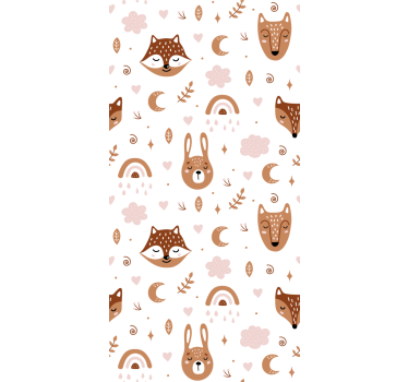 Tende a rullo Bambini simpatici animali marroni e arcobaleni - TenStickers