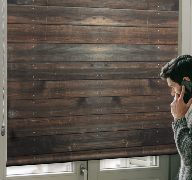Tenda a rullo stile rustico Legno marrone scuro - TenStickers