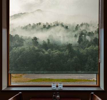 Tenda a rullo alberi nebbia lussureggiante della foresta - TenStickers