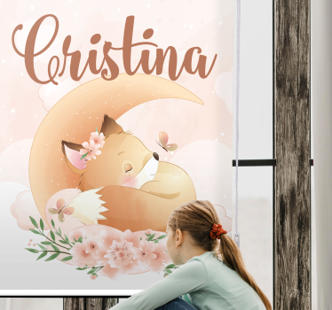 Tenda a rullo cameretta volpe che dorme sulla luna - TenStickers