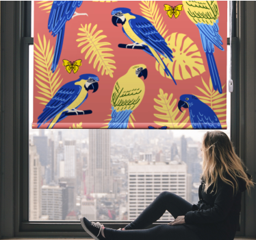 Tenda a rullo animali esposizione di pappagalli colorati - TenStickers