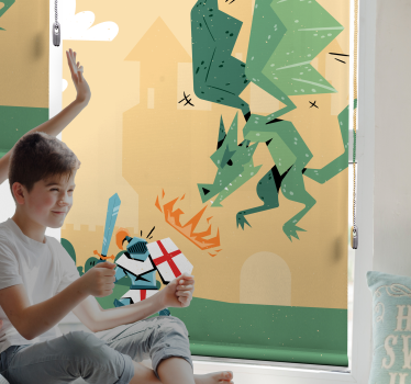 Tenda a rullo animali il cavaliere combatte il drago - TenStickers