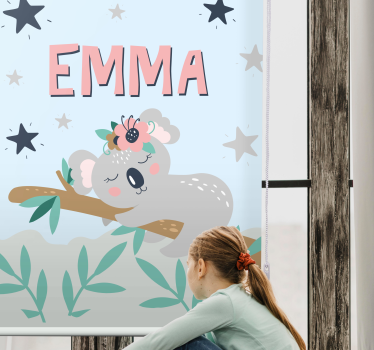 Tenda a rullo cameretta cucciolo di koala con nome - TenStickers