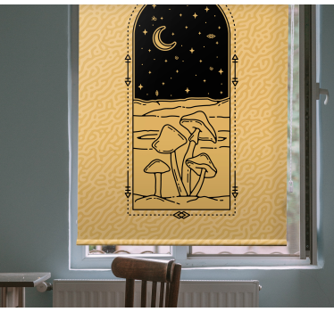 Tenda a rullo animali scena di funghi al chiaro di luna - TenStickers