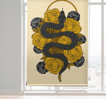 Tenda a rullo animali serpente tra i fiori - TenStickers