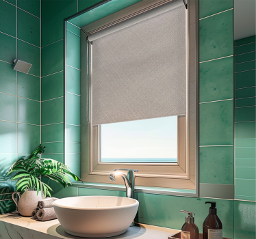 Tenda a rullo bagno imitazione lino bianco - TenStickers