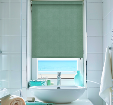 Tenda a rullo bagno imitazione lino verde - TenStickers