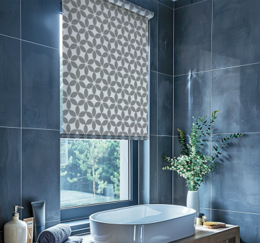 Tenda a rullo bagno modello grigio e bianco - TenStickers